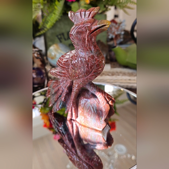 Ocean Jasper Carved Peacock